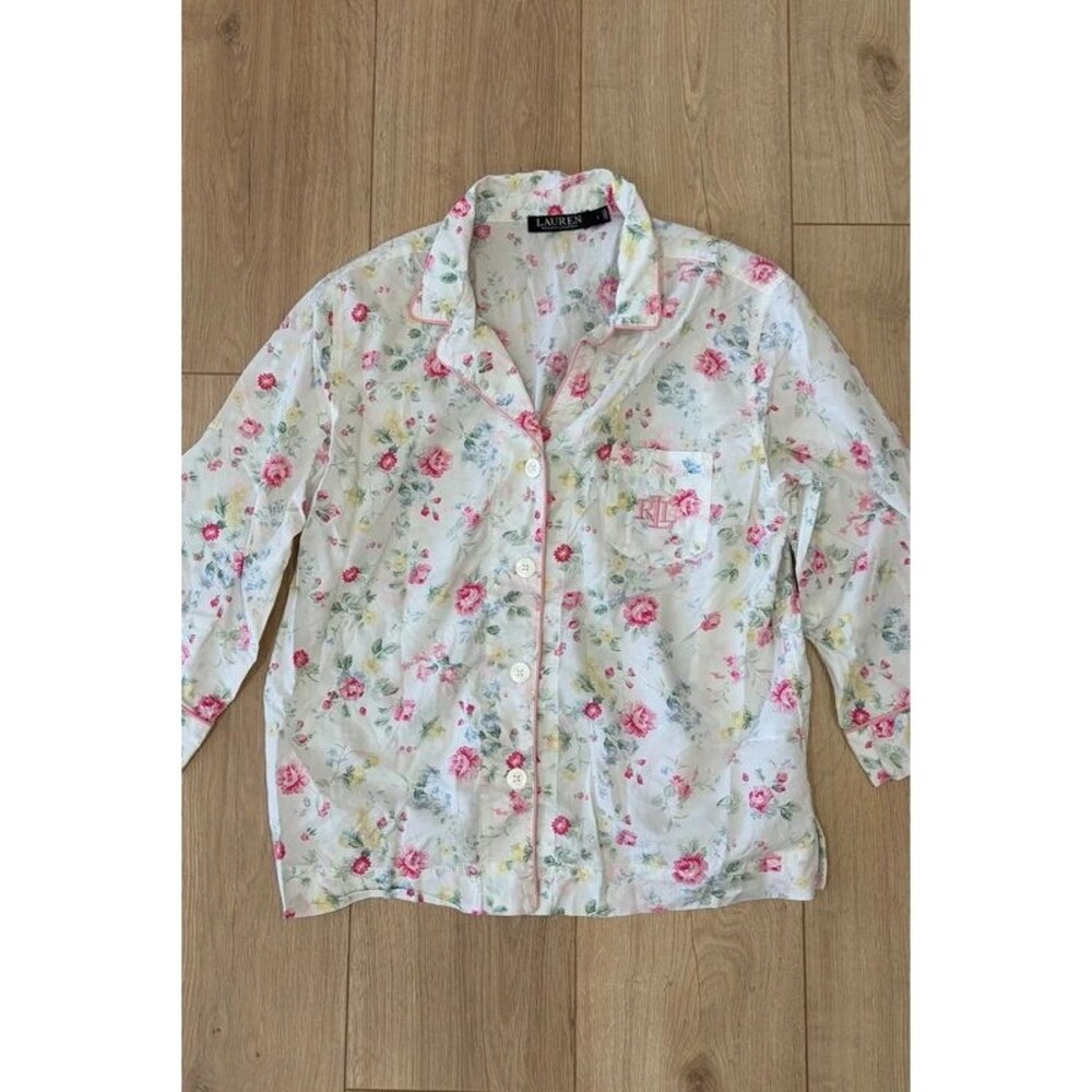 Lauren Ralph Lauren Floral Button Front Pajama Top Size L
